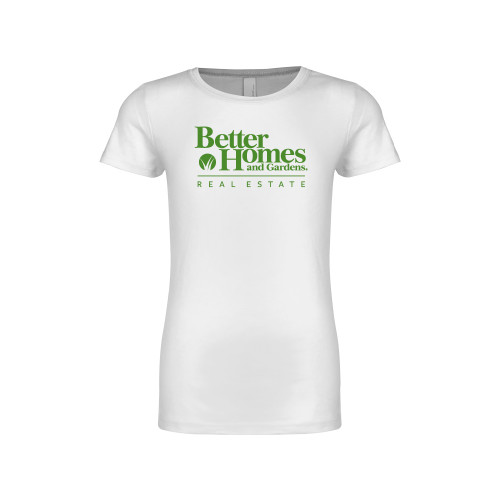Next Level Girls White Fashion Fit T Shirt-Core Logo