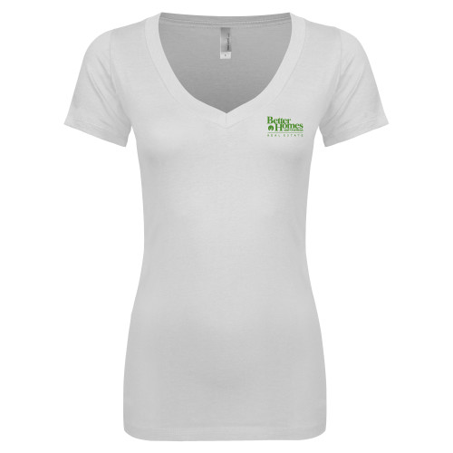 Next Level Womens White Ideal V Tee-Core Logo