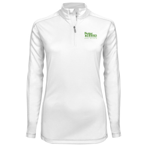 Syntrel Womens White Interlock 1/4 Zip-Core Logo