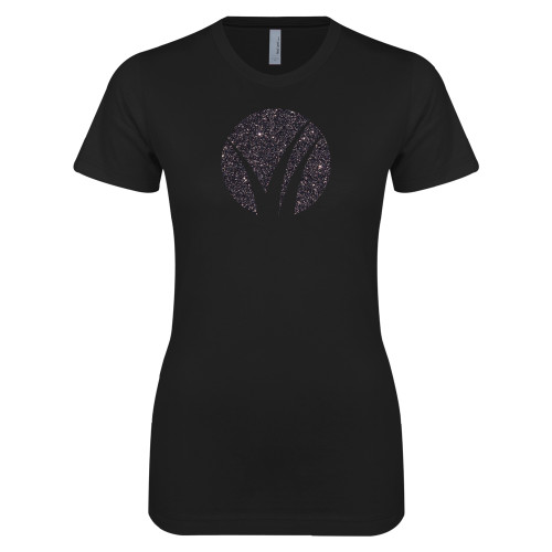 Next Level Womens Black Boyfriend Tee-F Graphite Soft Glitter
