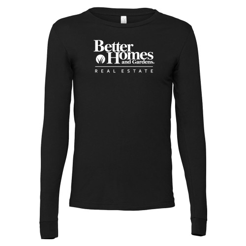 Bella + Canvas Black Jersey Cotton Long Sleeve T Shirt-Core Logo