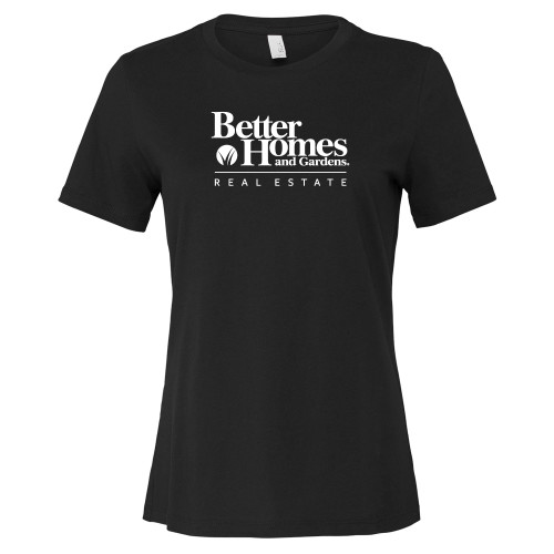 Bella + Canvas Womens Black Relaxed Cotton T Shirt-Core Logo