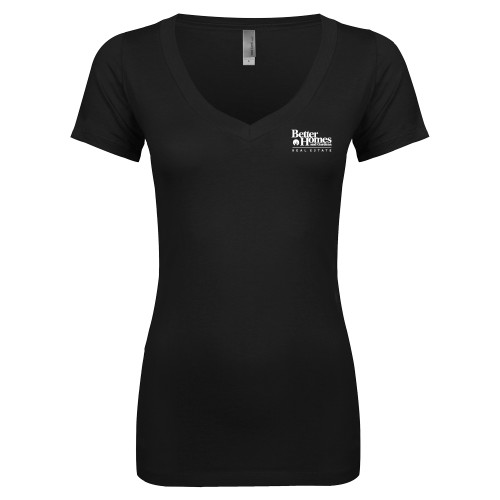 Next Level Womens Black Ideal V Tee-Core Logo