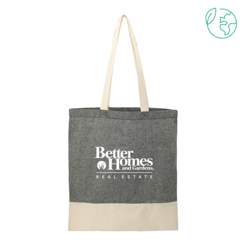Split Recycled Black Cotton Twill Convention Tote-Core Logo