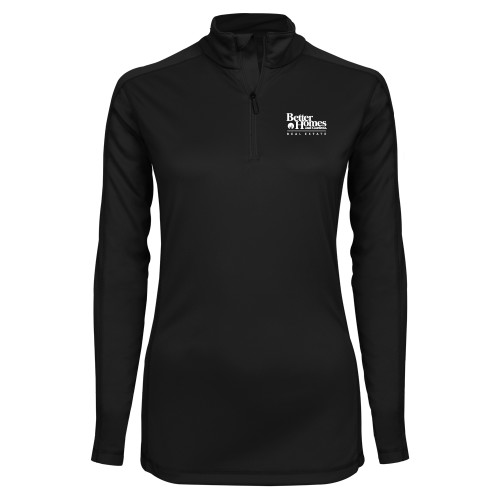 Syntrel Womens Black Interlock 1/4 Zip-Core Logo
