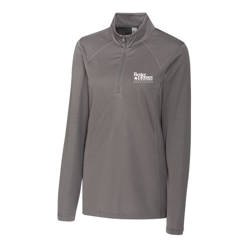 C&B Womens Titan Grey Clique Ice Pique Half Zip-Core Logo
