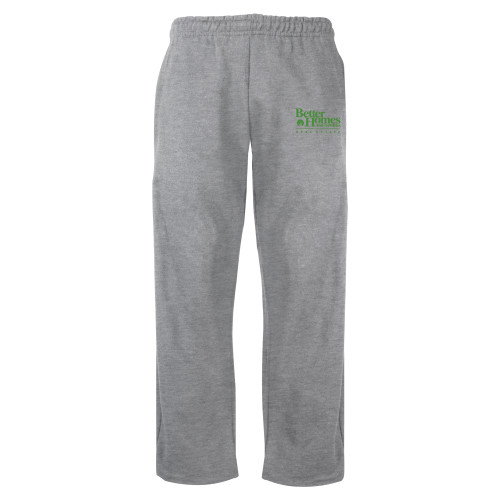 Grey Fleece Open Bottom Pant-Core Logo