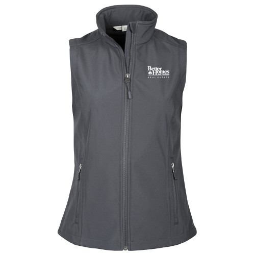Womens Charcoal Core Softshell Vest-Core Logo
