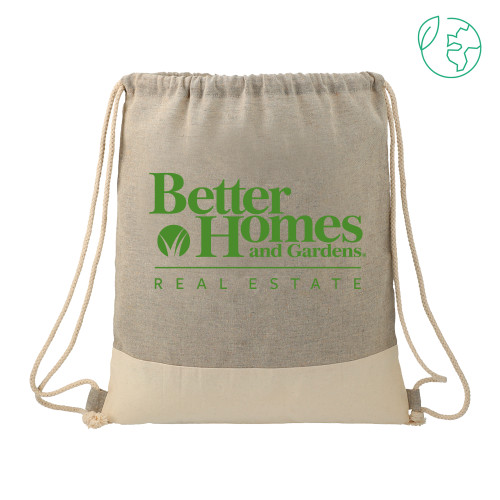 Split Recycled Cotton Grey/Natural Drawstring Bag-Core Logo