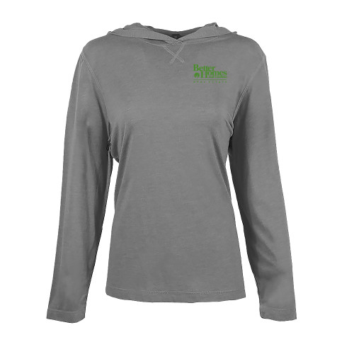 Womens Grey Heather Long Sleeve Hooded Tee-Core Logo