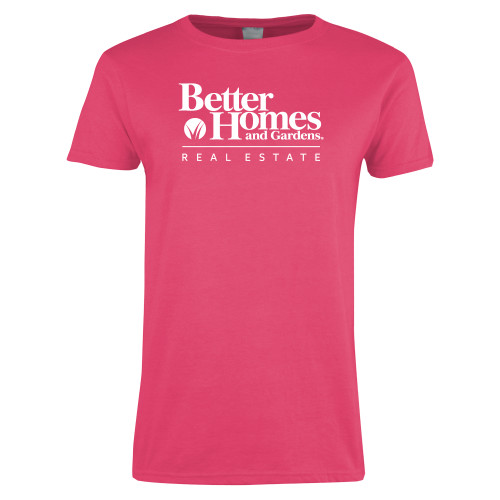 Womens Hot Pink Short Sleeve Tee-Core Logo