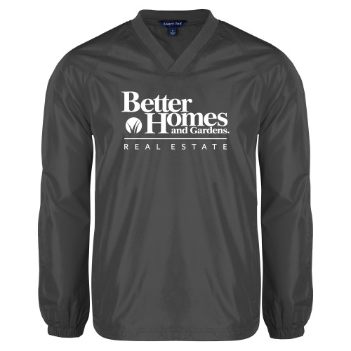 Charcoal V Neck Raglan Windshirt-Core Logo