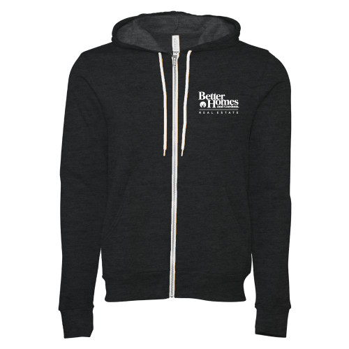 Bella + Canvas Dark Grey Heather Full Zip Hood-Core Logo