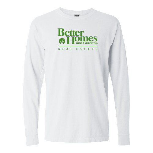 Comfort Colors White Long Sleeve T Shirt-Core Logo