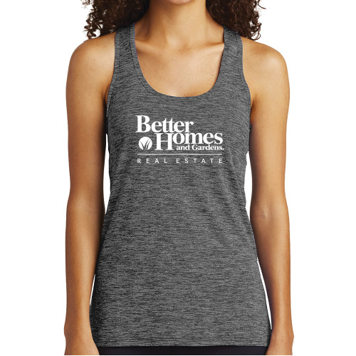 Womens Performance Grey/Black Heather Tank-Core Logo