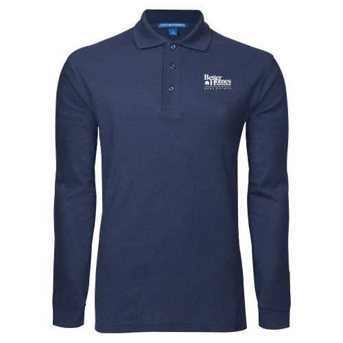 Navy Long Sleeve Polo-Core Logo