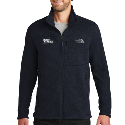 The North Face Navy Heather Fleece Jacket-Core Logo