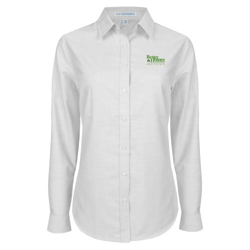 Womens White Oxford Shirt-Core Logo