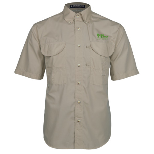 Khaki Fishing Shirt Performance Short Sleeve-Core Logo