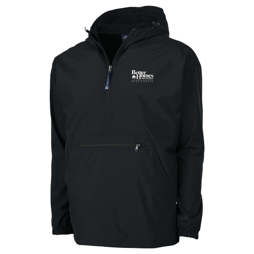 Charles River Black Pack N Go Pullover Rain Jacket-Core Logo