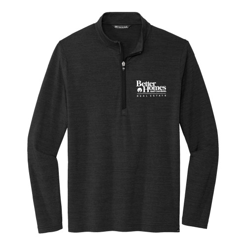 TravisMathew Black Crestview 1/4 Zip Pullover-Core Logo
