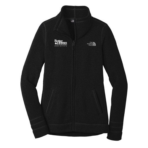 The North Face Womens Black Heather Fleece Jacket-Core Logo