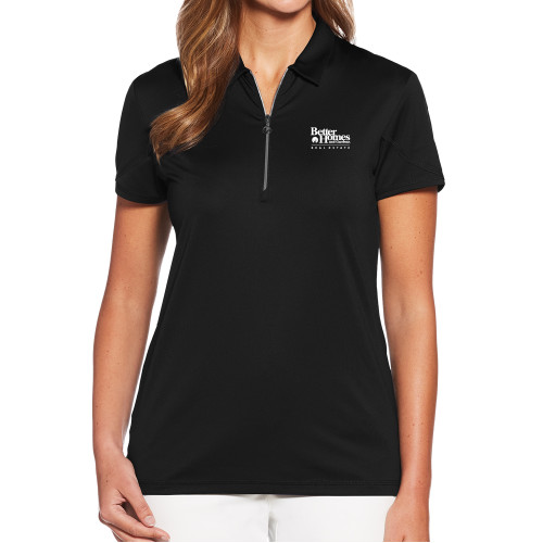 Callaway Womens Black Tulip Sleeve Zip Polo-Core Logo