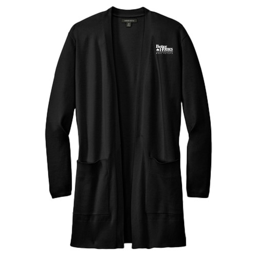 Mercer + Mettle Womens Black Open Front Cardigan Sweater-Core Logo