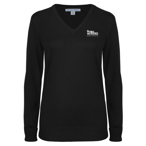 Womens Black VNeck Sweater-Core Logo