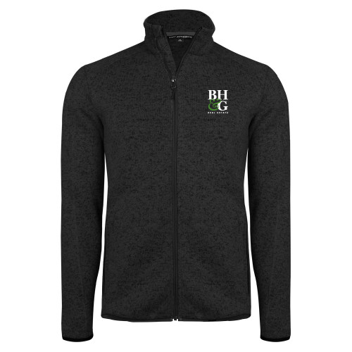  Black Heather  Sweater Fleece Jacket - BH&G Monogram
