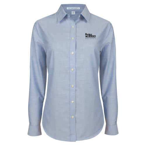 Womens Light Blue Oxford Button Down-Core Logo