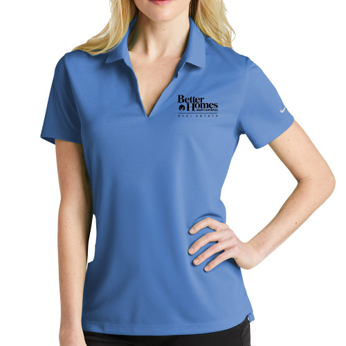 Nike Womens Light Blue Dri Fit Micro Pique Polo-Core Logo