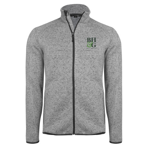  Grey Heather Sweater Fleece Jacket - BH&G Monogram
