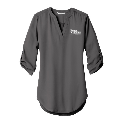 Womens Grey 3/4 Sleeve Tunic Blouse-Core Logo