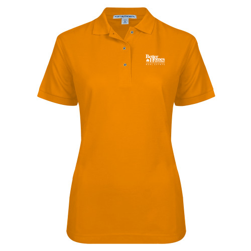 Womens Silk Touch Orange Pique Polo-Core Logo