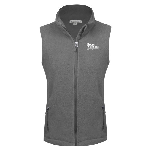 Womens Charcoal Fleece Full Zip Vest-Core Logo