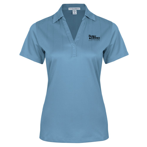 Womens Light Blue Performance Fine Jacquard Polo-Core Logo
