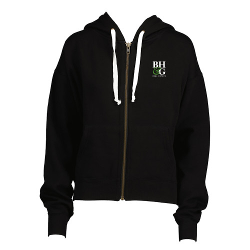  ENZA Womens Black Boxy Full Zip Hood - BH&G Monogram