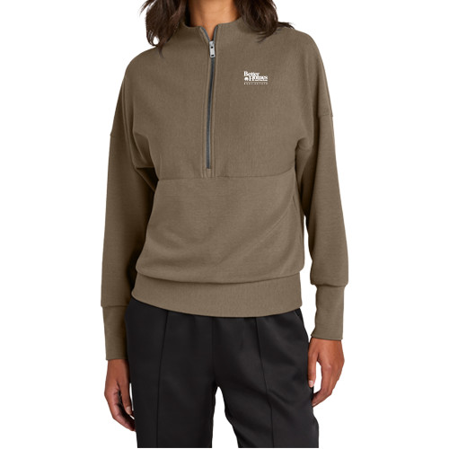 Mercer+Mettle Womens Warm Taupe 1/4 Zip-Core Logo