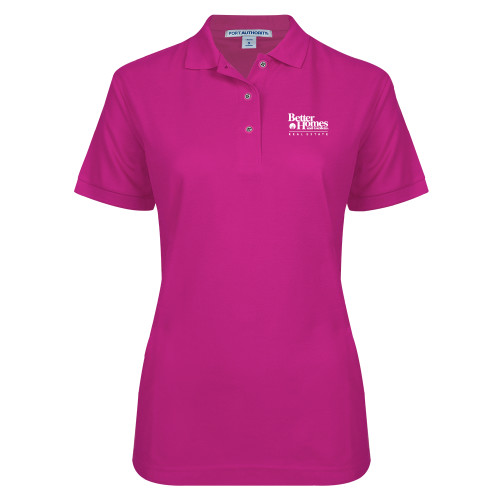 Womens Silk Touch Tropical Pink Pique Polo-Core Logo