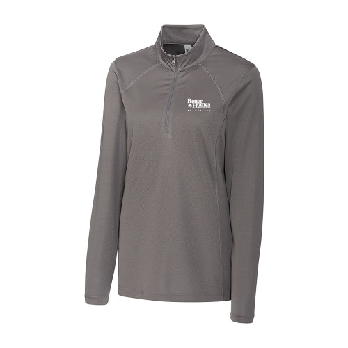 C&B Womens Titan Grey Clique Ice Pique Half Zip-Core Logo