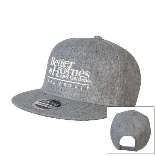 Heather Grey Wool Blend Flat Bill Snapback Hat-Core Logo