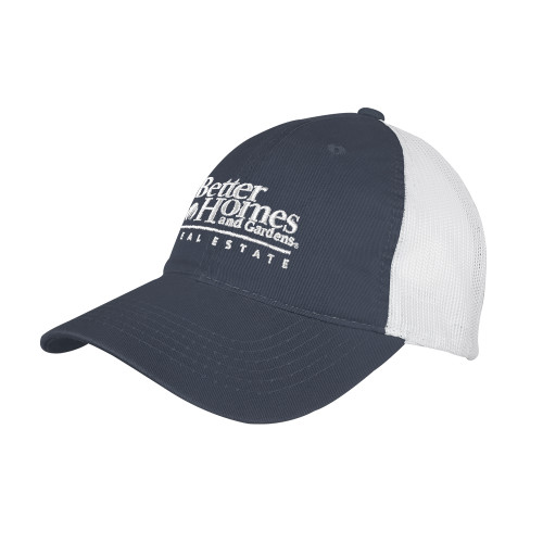 Steel Blue/White Mesh Back Unstructured Low Profile Hat-Core Logo