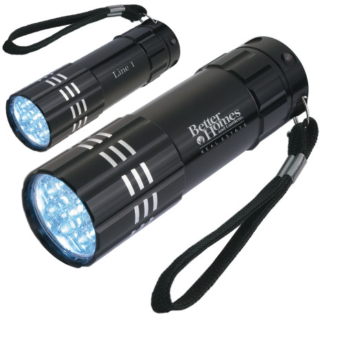 Industrial Triple LED Black Flashlight-Core Logo Engraved