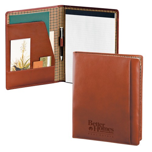 Cutter & Buck Chestnut Leather Writing Pad-Core Logo Engraved