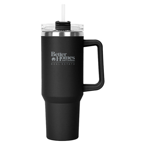Hippo Black Mug & Straw Lid with Twist Closure 40 oz-Core Logo Engraved