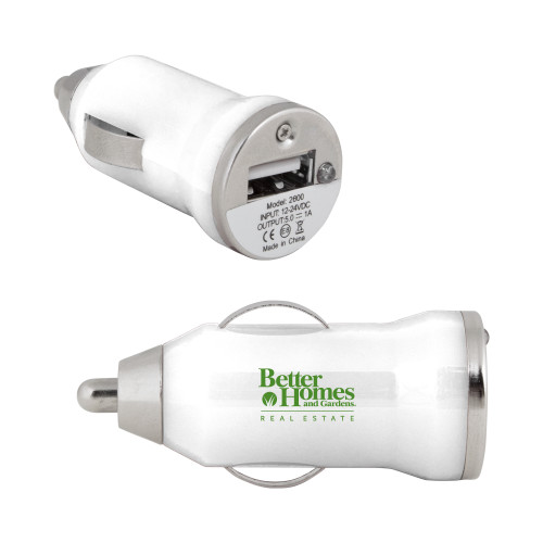 On the Go White Car Charger-Core Logo