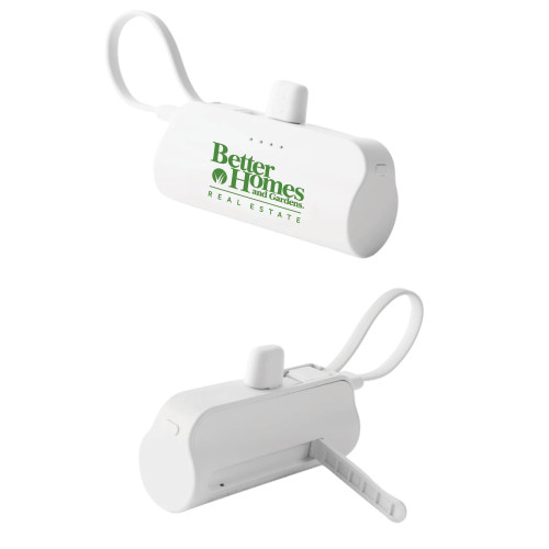 Sidekick White 4500 mAh Power Bank-Core Logo