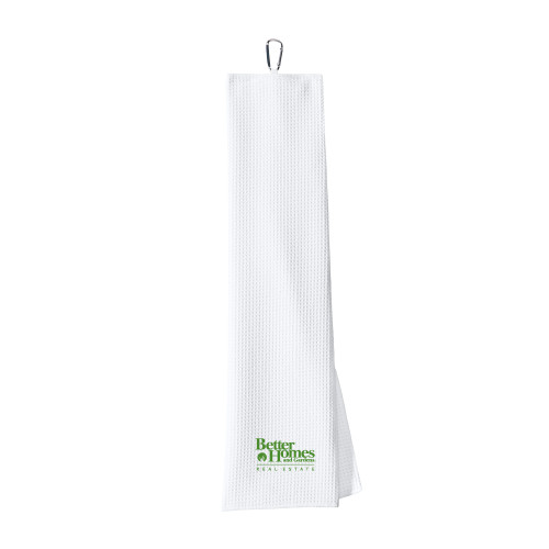 White Waffle Microfiber Golf Towel-Core Logo