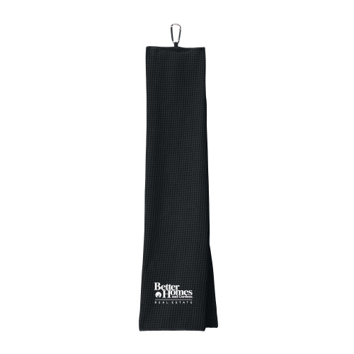 Black Waffle Microfiber Golf Towel-Core Logo